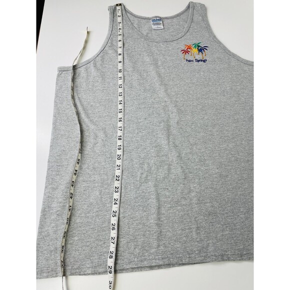 Palm Springs Tank Top Mens XL Gray Tank Top Embroidered Palm Springs Palm Trees - Picture 7 of 8